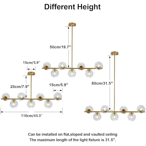 L1043-GC - 7 Light Gold Clear Sputnik