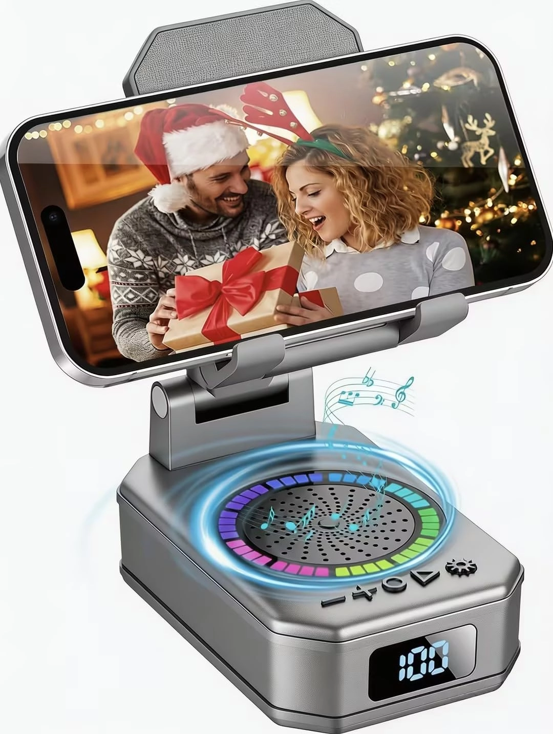 buwy Phone Stand with Bluetooth Speaker - 4-in-1 RGB Foldable