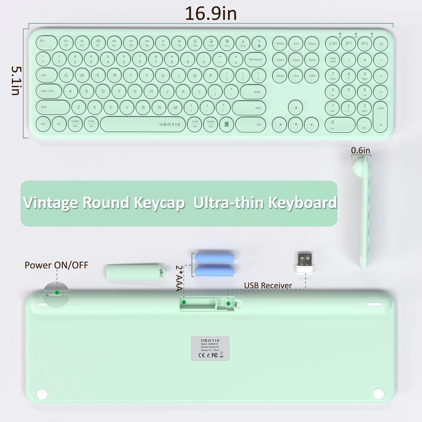 Portable Slim Bluetooth Keyboard - Wireless