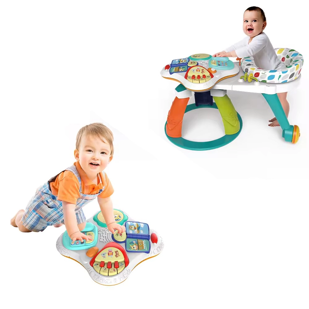 3-In-1 Baby Walker Rotating Chair & Table Playset - Pink Suitable for 6 months and above