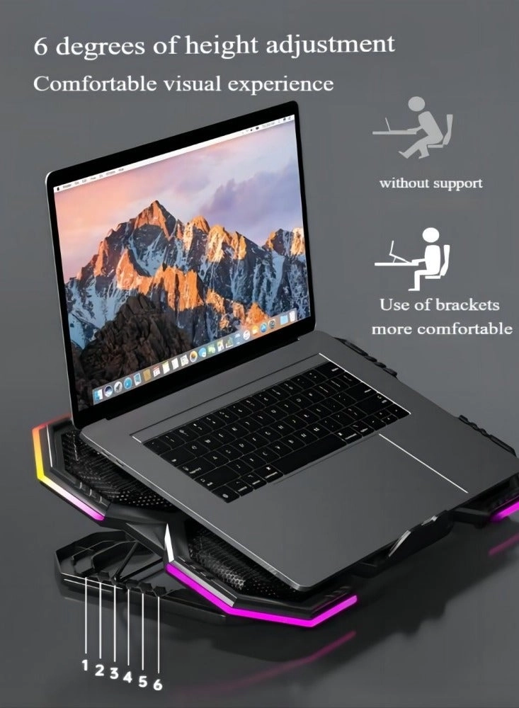 Gaming laptop cooling pad - 6 fans 12-21-inch