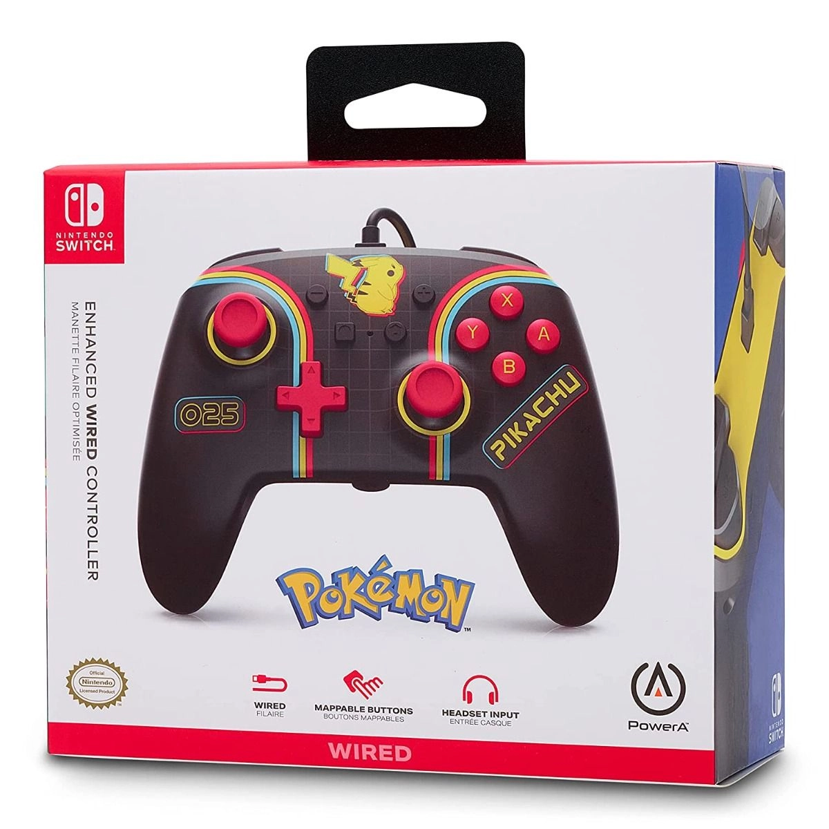 Switch Enhanced Wired Controller - Pikachu Arcade