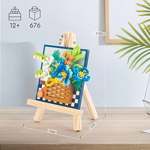 Blue Rose Building Kit - Beech Wood Bouquet Set