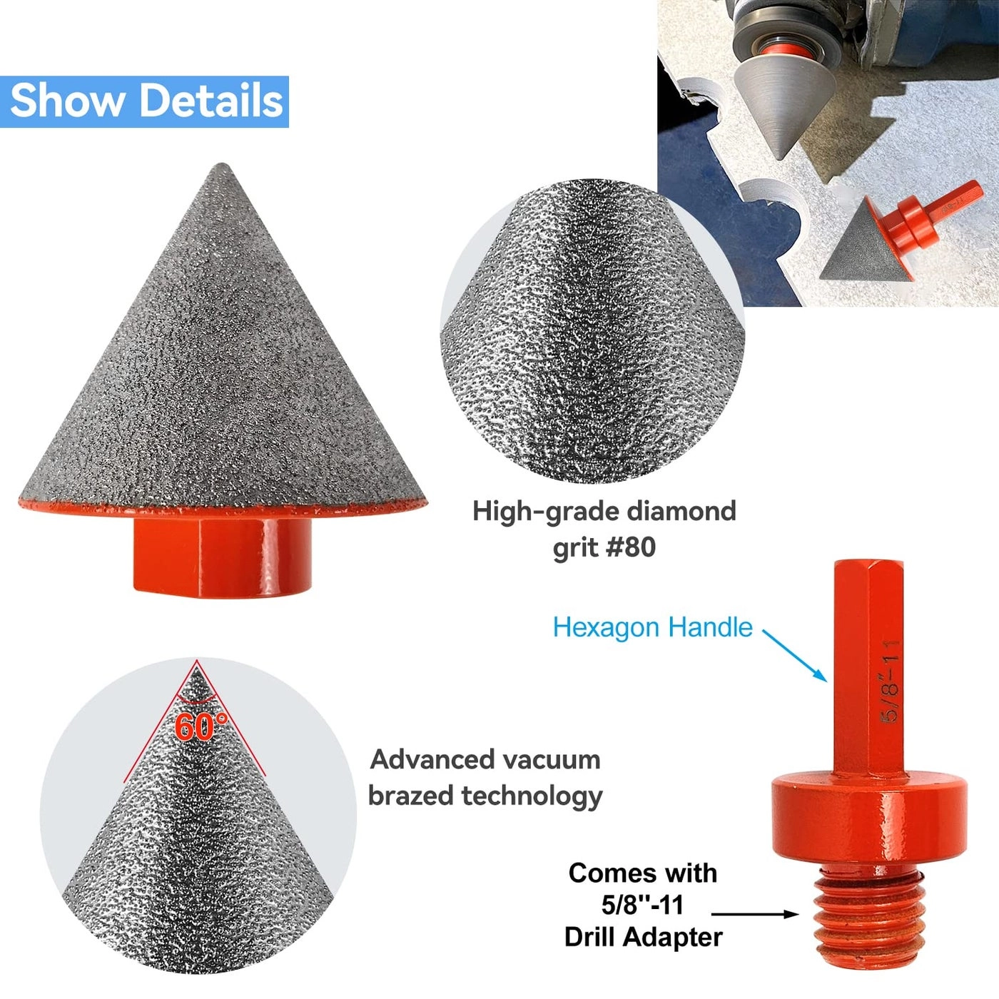 Diamond Beveling Chamfer Bits - Diamond 3PCS