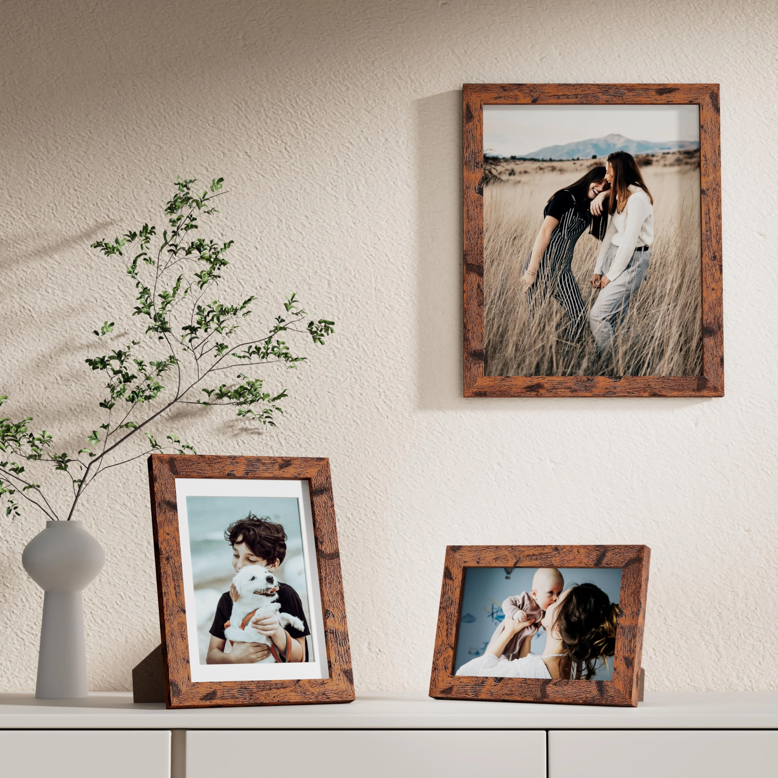 Picture Frames Set - 10 Pack Rustic Grey