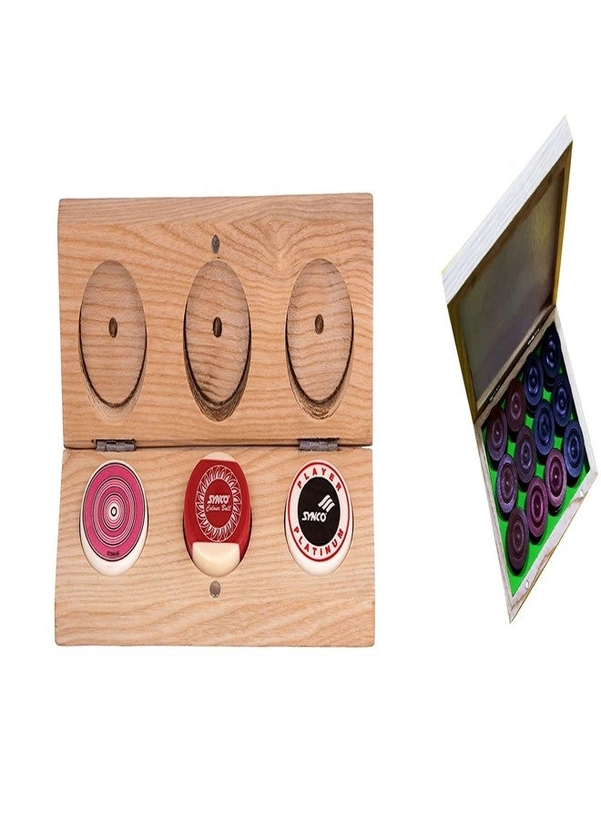 synco Wooden Carrom Coins + Carrom Striker - 15g Set of 3