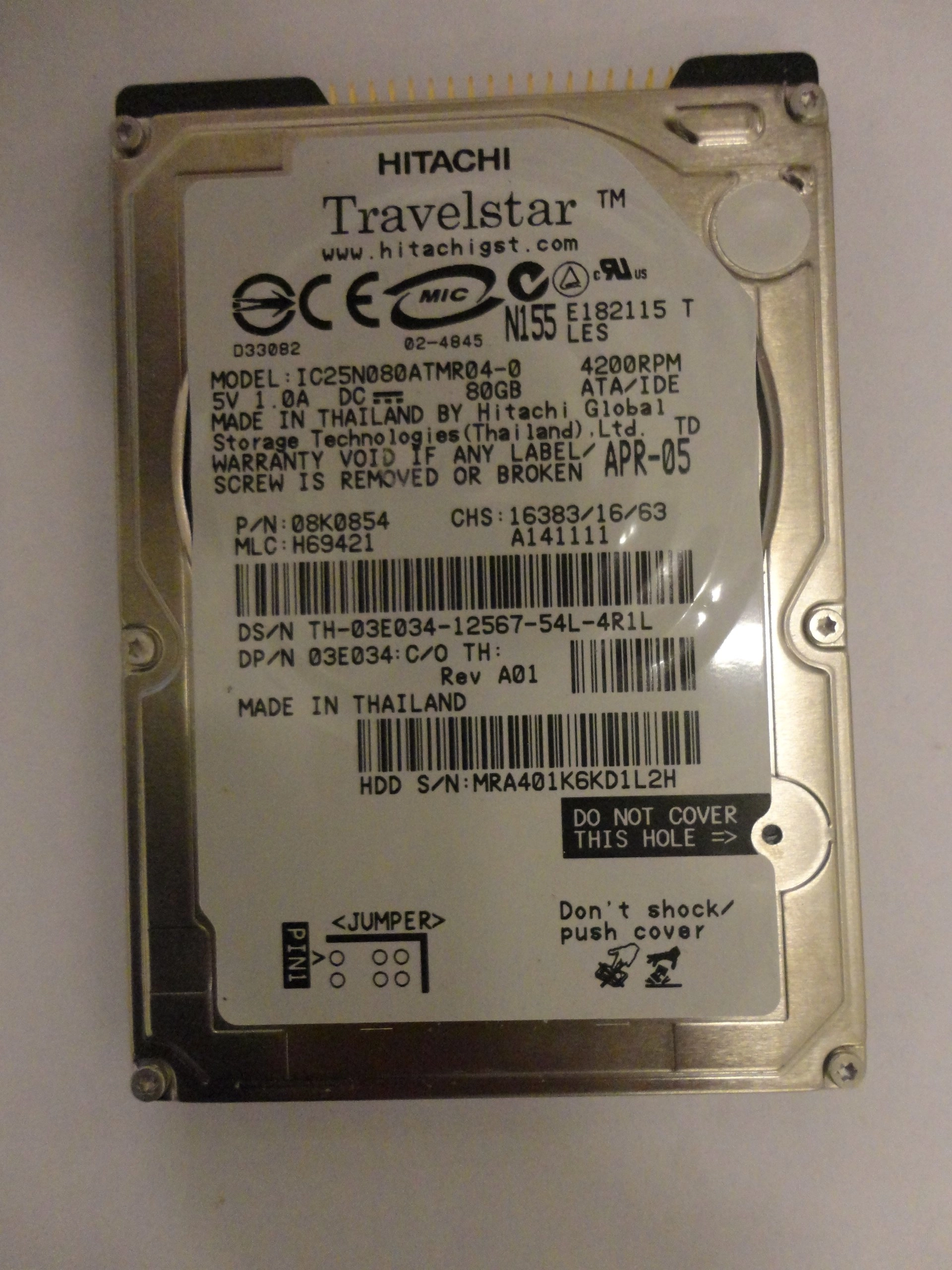IBM Travelstar 80GN 2.5" 4200rpm 8MB UDMA/100 (IC25N080ATMR04) - 80GB