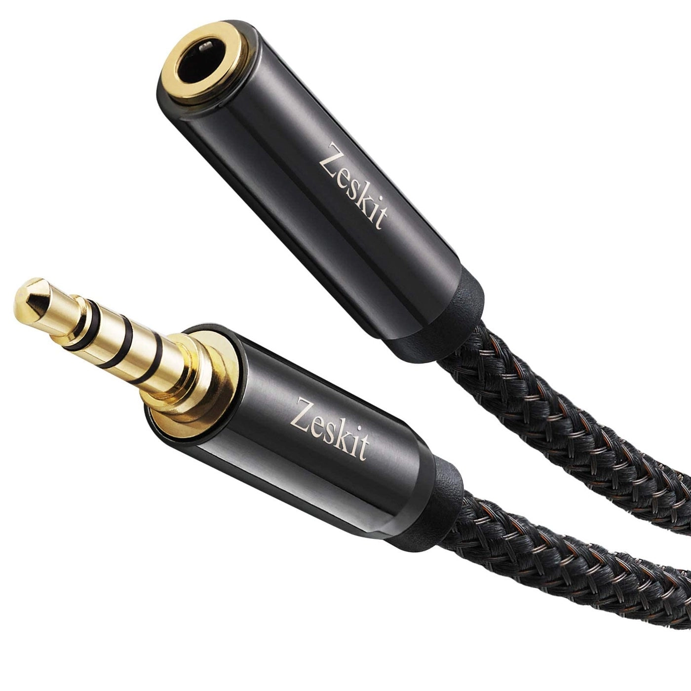 Zeskit 3.5mm Audio Extension Cable for Headphones with Mic and Speakers - TRRS 4-Pole 6ft