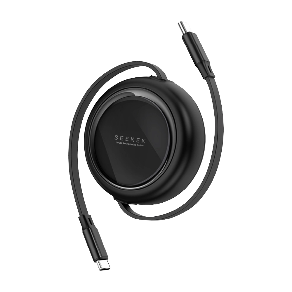 ISLAND VALLEY ELECTRONICS Retractable Cable 100W USB-C to USB-C Braided