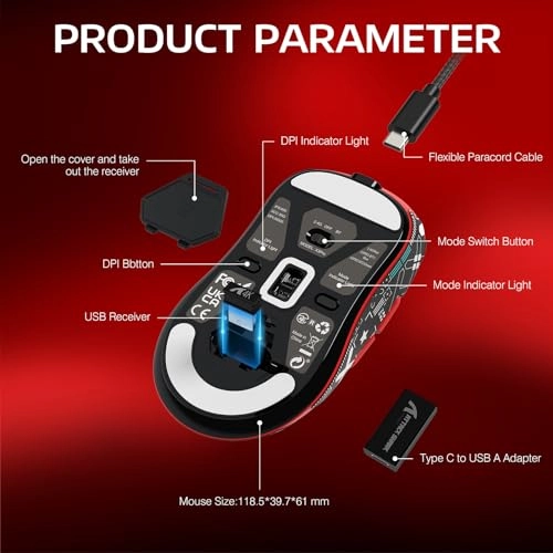 Attack Shark X3 Pro - 2.4GHz Bluetooth Wired