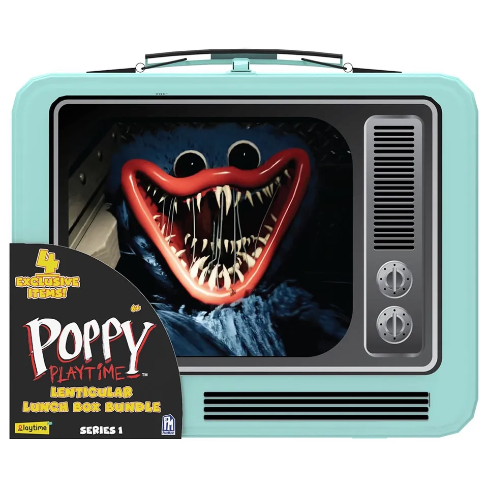 Lenticular Lunchbox + Huggy Wuggy Plush + Huggy Wuggy Figure + Poster