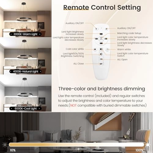 Modern LED Bedroom Chandelier - Dimmable