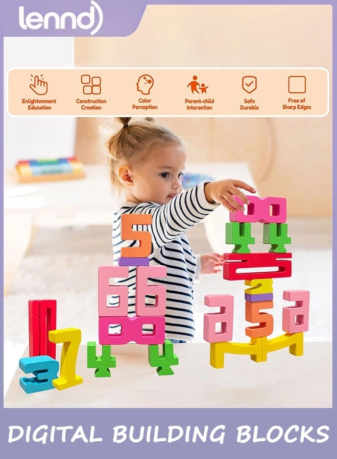 Wooden Number Building Blocks - 3+ Years Old 20 pieces