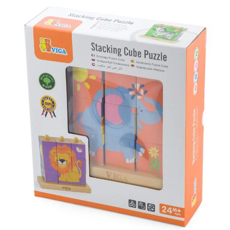 Stacking Cube Puzzle Wild Animals - Suitable for 2 years & above 9 pieces