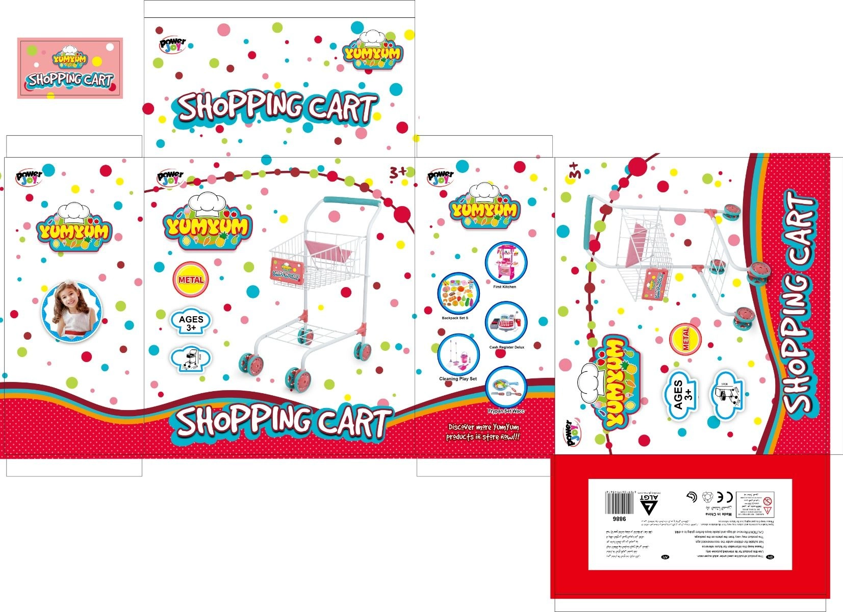 Yumyum Metal Shopping Cart - Multi Colour 3+