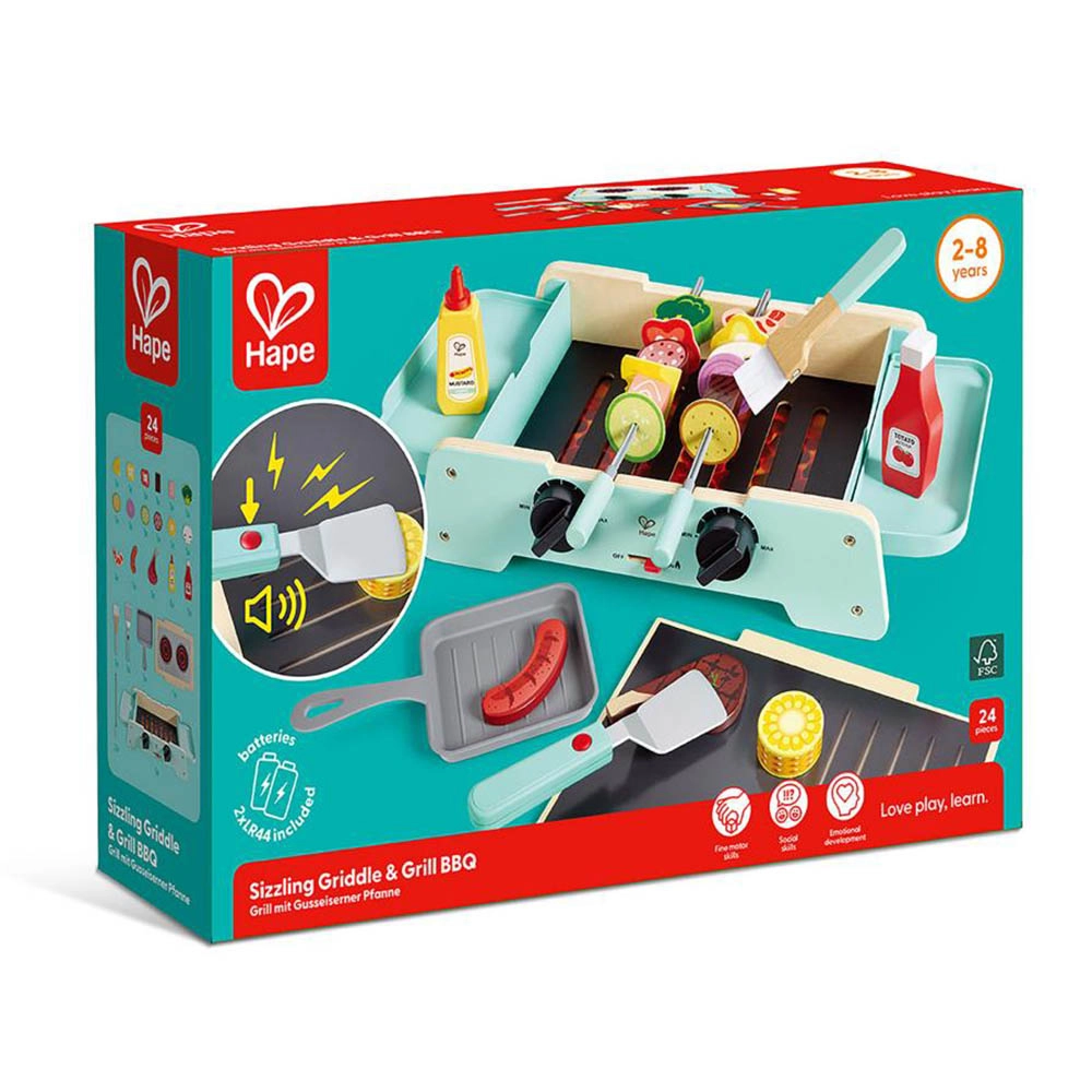 Wooden Sizzling Griddle & Grill BBQ Set - 24pcs (531-E3214)