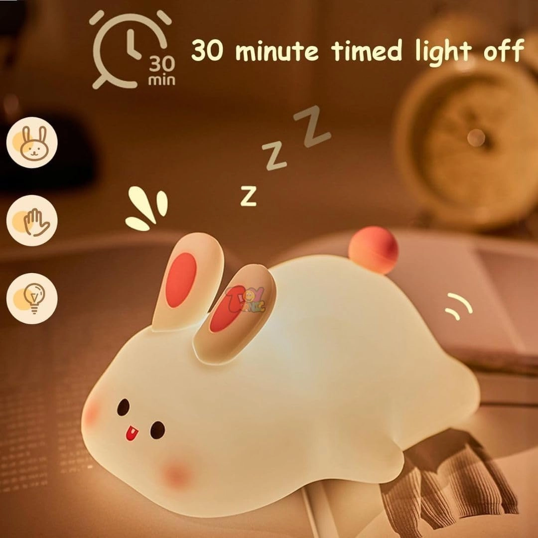 Big Face Rabbit Night Light - USB-Powered Pink