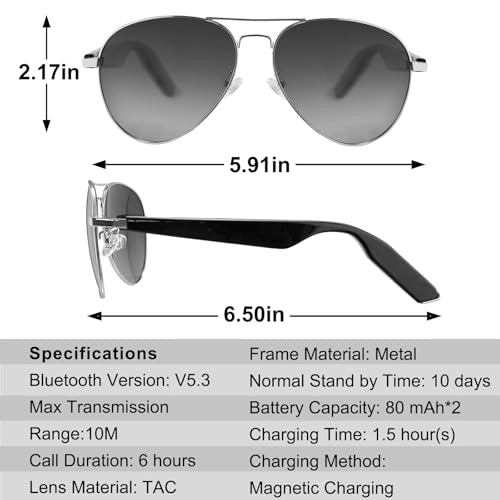 Smart Glasses - Bluetooth 5.3 UV400 Polarized Stereo Audio