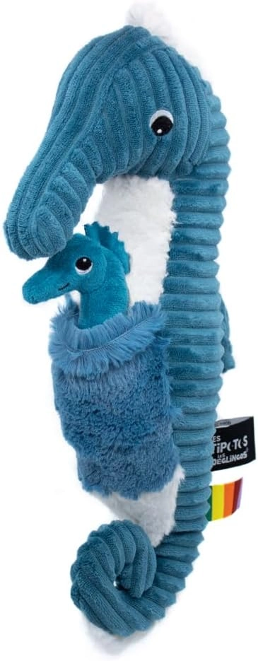 SKME TRADING Papadou the Seahorse Dad & Baby - Plush Toy Blue