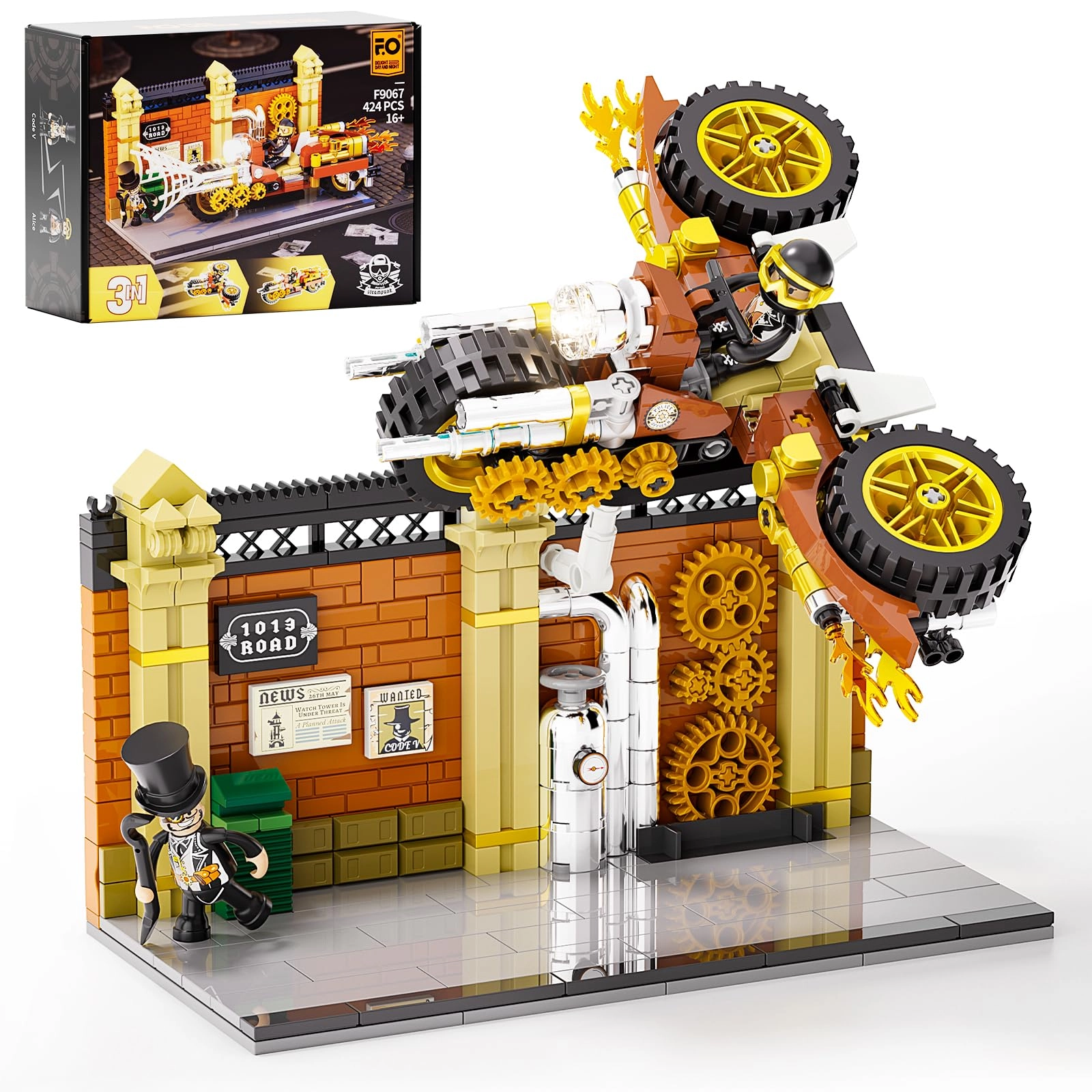 FUNWHOLE Steampunk Motorcycle Chase (F9067)