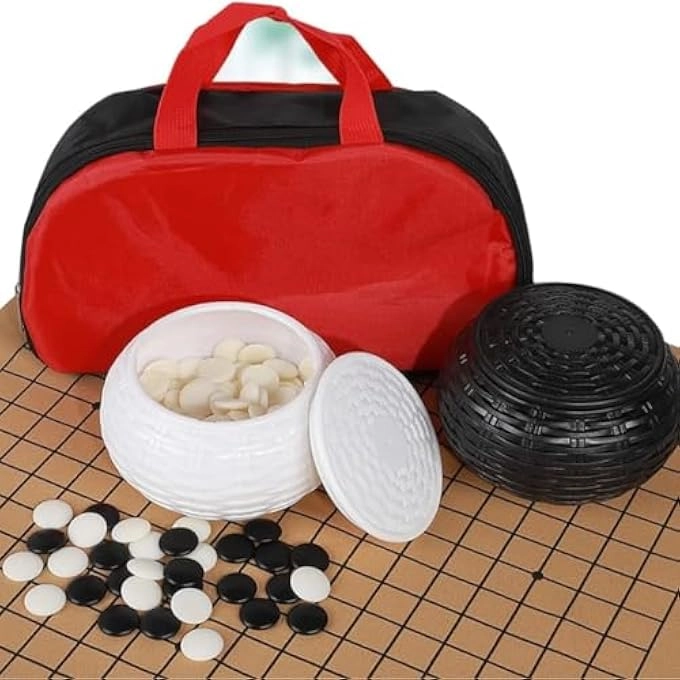Go Game Set - Travel Foldable Leather Board Resin Bowls