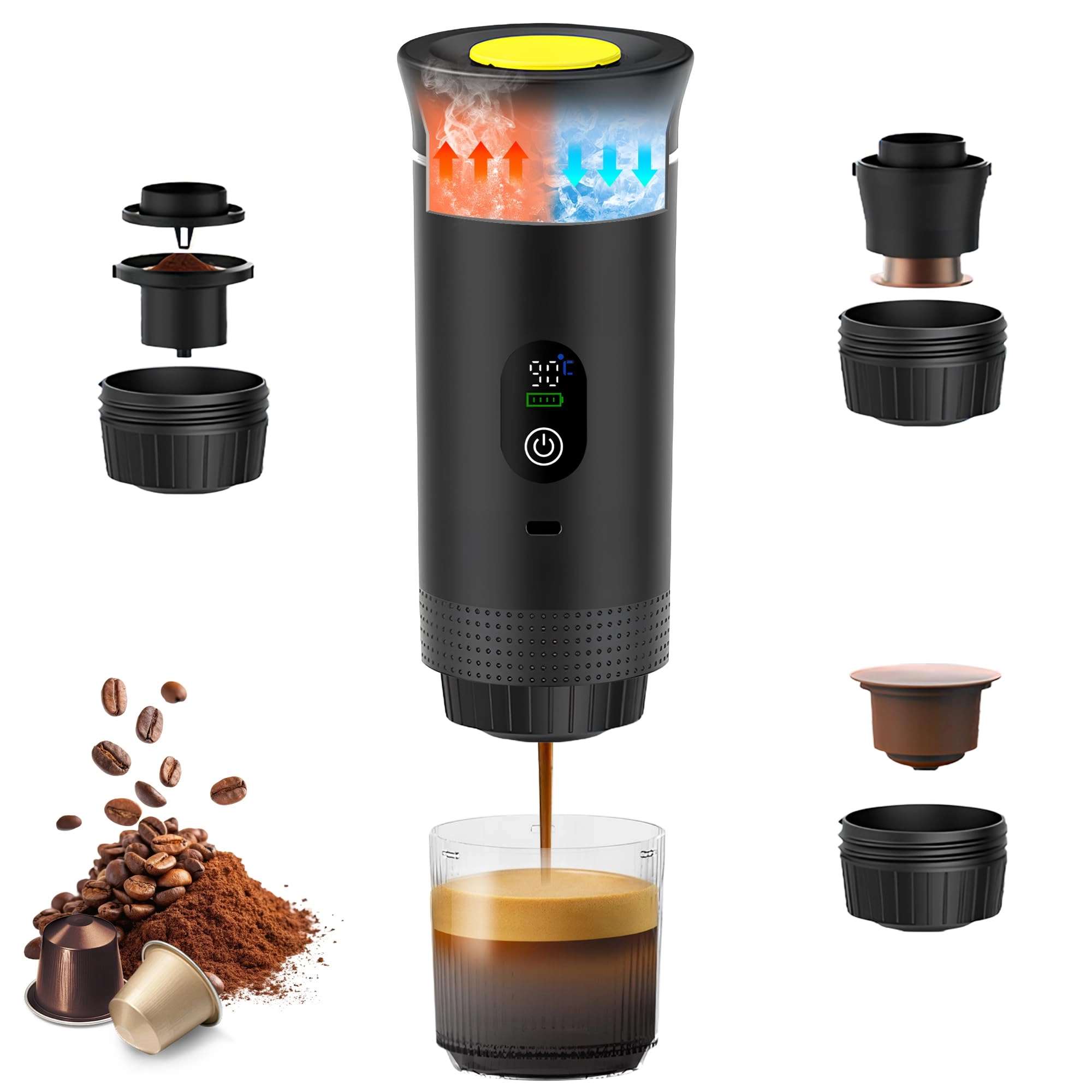 BOSTAR Portable Coffee Machine - ground coffee large and small coffee pods