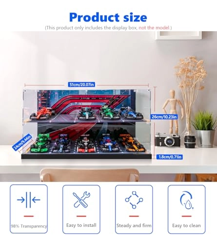 Display Case for Lego Speed Champions 10-in-1 F1 Car - 51 x 24 x 26 cm