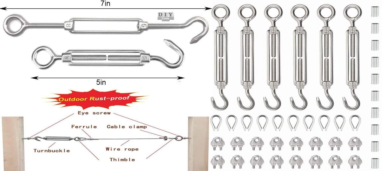 Wire Rope Cable Kit - 3 Kits 10mtr Stainless Steel