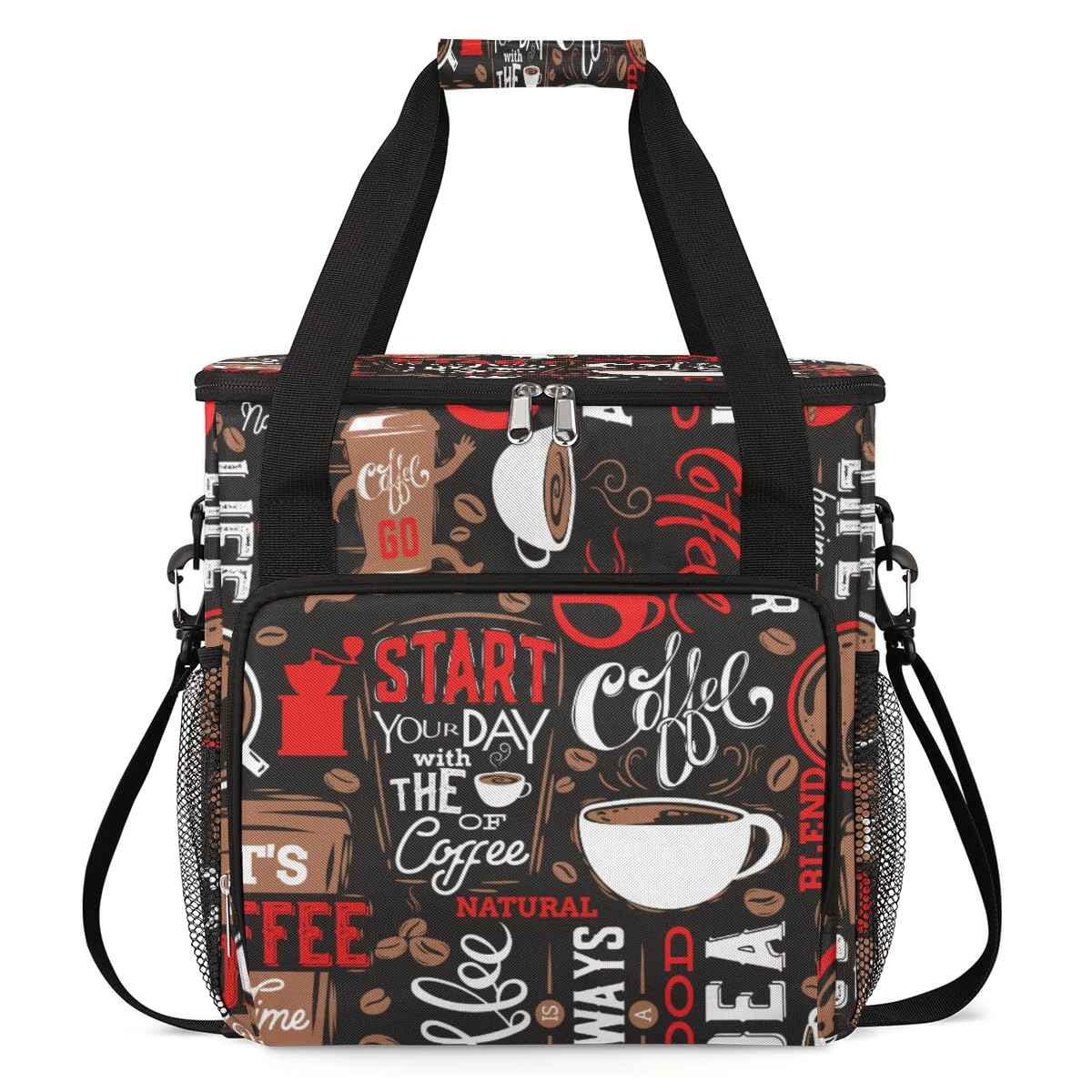 cfpolar Coffee Maker Carrying Bag - Love Joy Laugh Letter Red Portable Single Serve