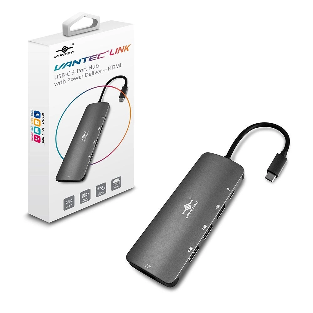 Vantec Link USB-C 3-Port Hub - Power Delivery HDMI 4K