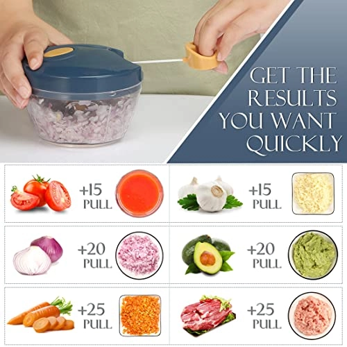 Manual Food Processor - 16.9 Fluid Ounces three blades