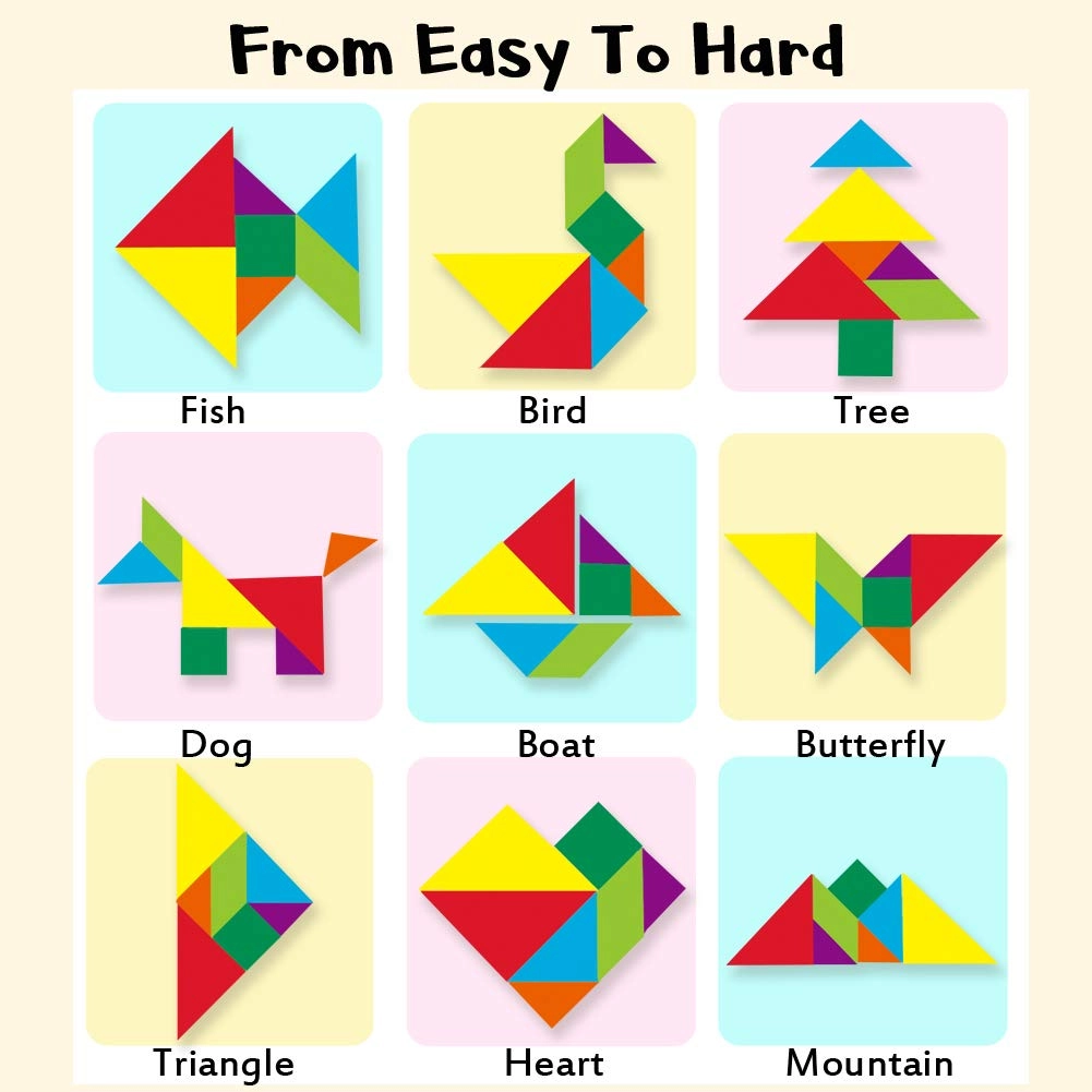 Wooden Tangram Puzzle Book - 3,4,5,6,7,8 Years Old