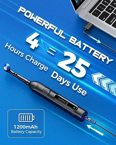 Rotating Electric Toothbrush - 8 Brush Heads 4 Modes 25-Day Battery Life