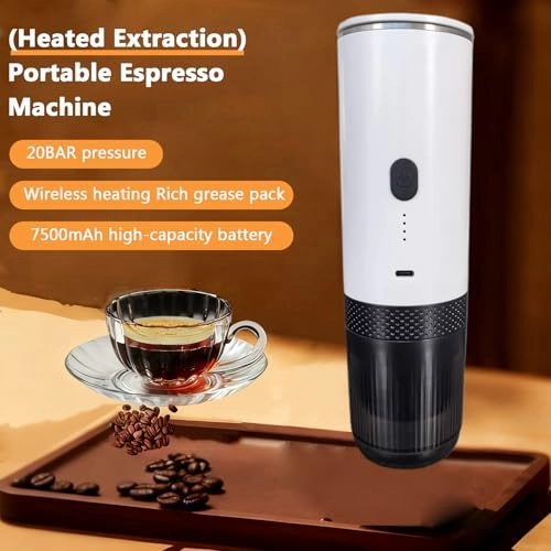 Portable Coffee Maker - 2 in 1 Grind & Capsules 20BAR 7500mAh