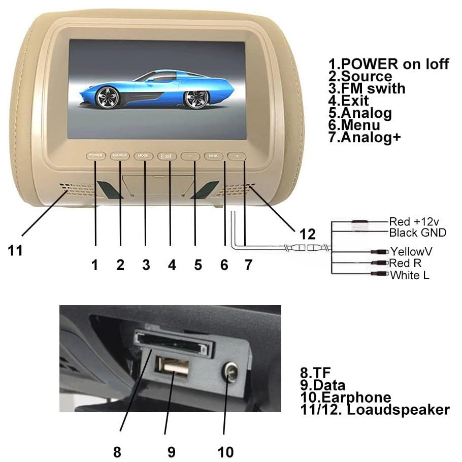 Headrest Screen Display - HD WIDESCREEN 7 In