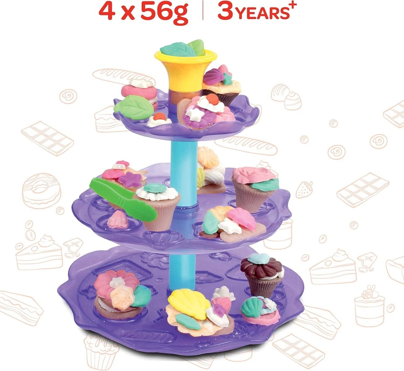 Dough Creation Cup Cake Tower - 3+ 4 pieces