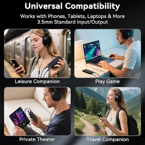 Portable HiFi Headphone Amplifier - 3.5mm Mini Audio Amp Two-Stage Gain Switch 16-300Ω Impedance