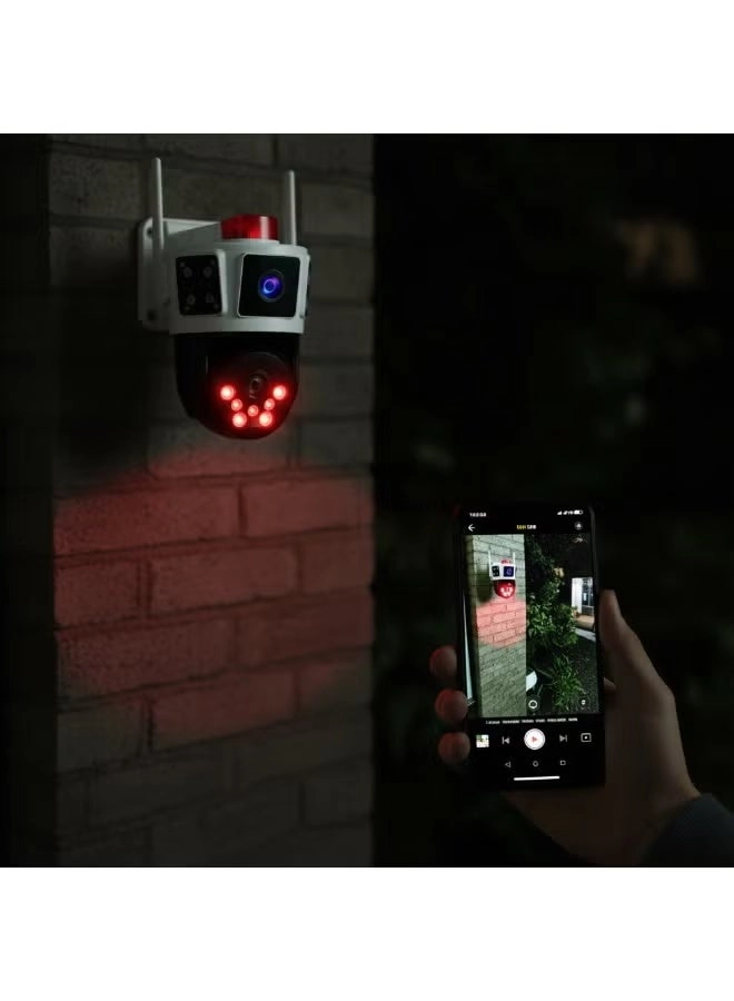 Solar Powered Multi-lens Warning Camera - 12MP 5G Wi-Fi 10X Zoom