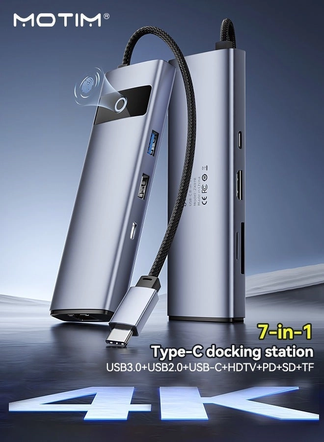 7-in-1 USB-C Hub Dock - USB 3.0 5Gbps 100W PD 4K@30Hz