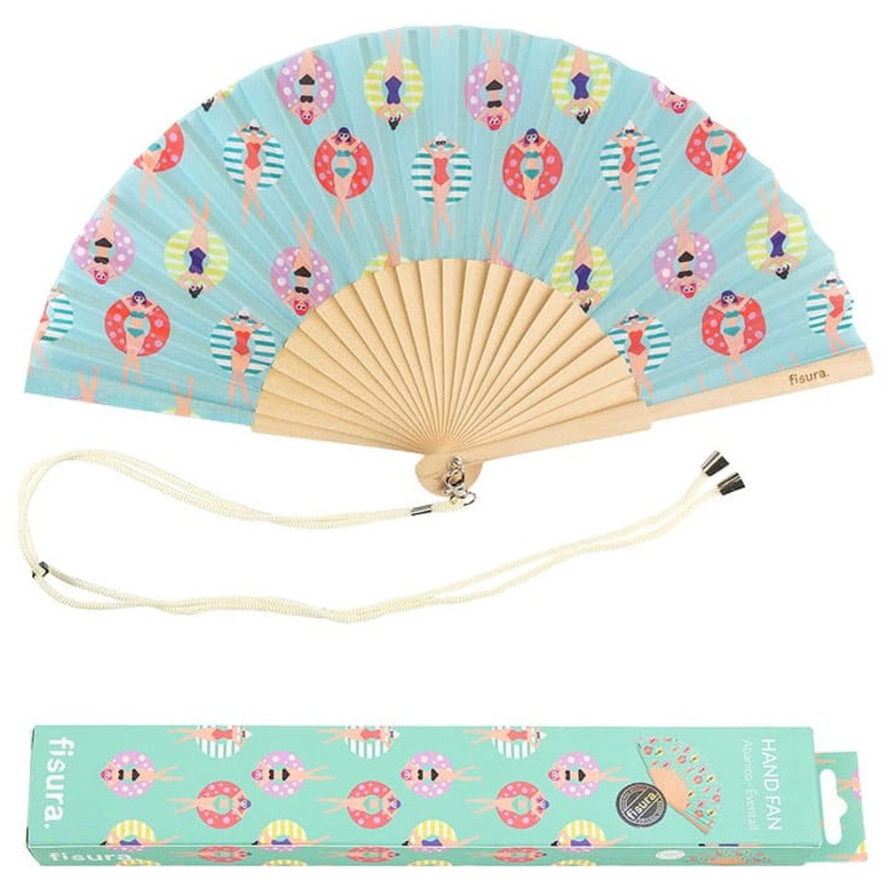 Fisura Hand Fan - 42.5 x 23 cm Swimmers print