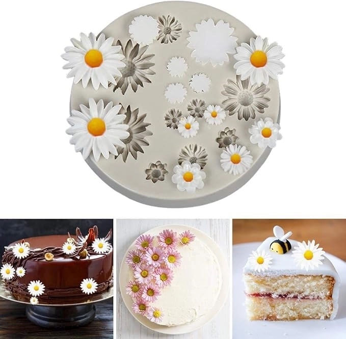 Daisy Flower Polymer Clay Mould - Silicone Pack of 2