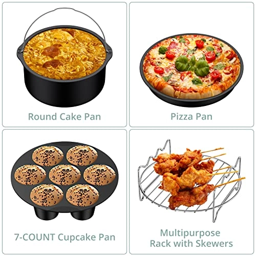 Round Cake Mould + Pizza Basket + Cupcake Mould + Silicone Mat + Round Grill Holder + Multi-purpose Stand + Skewers + Toast Bread Holder + Parchment Paper + Silicone Brush + Dish Plate Clip + Food Clip + Silicone Mini Mitts
