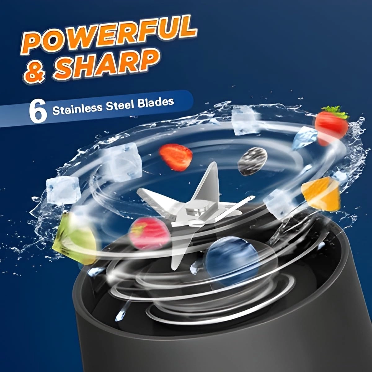 Mini Portable Blender - 6 Blade USB Rechargeable