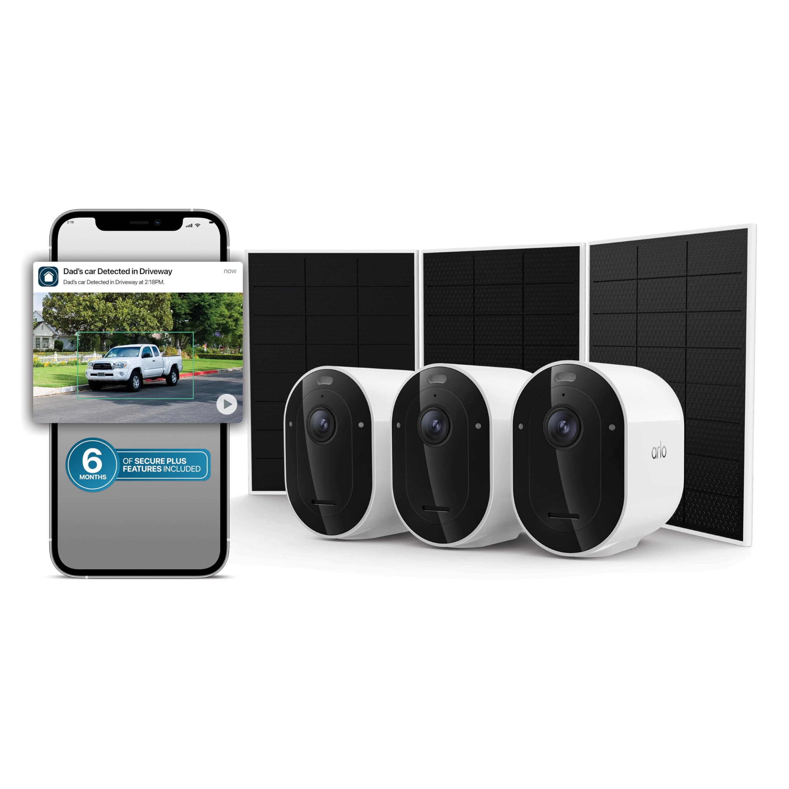 Arlo Pro Security Camera - 2K HDR + Solar Panel + Secure Plus Plan - 6 Months