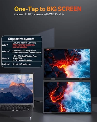 DE140N2 - 14" Dual Stacked Portable Monitor USB-C 30W PD