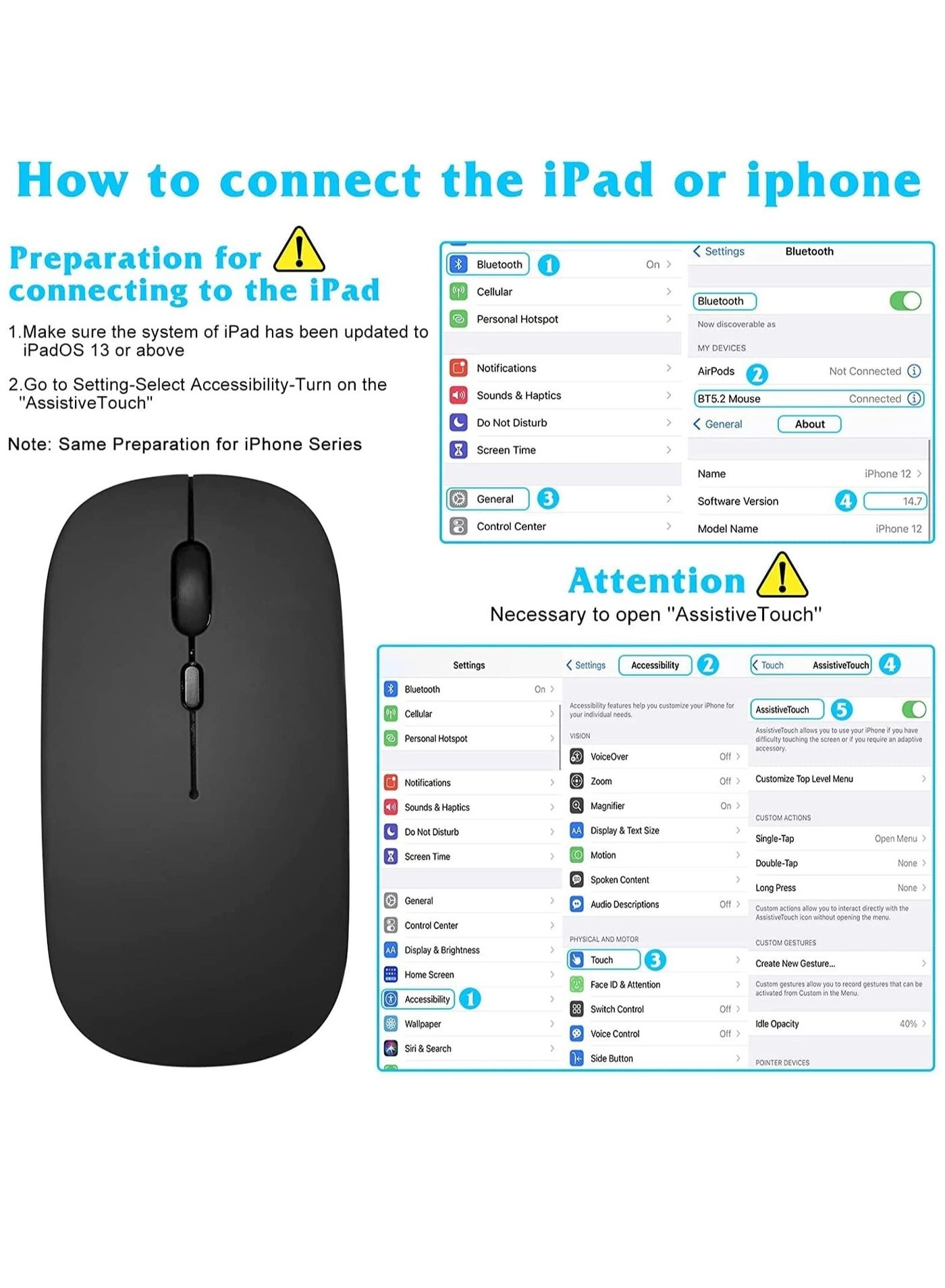 Slim Wireless Mouse - 2.4G Bluetooth 5.1