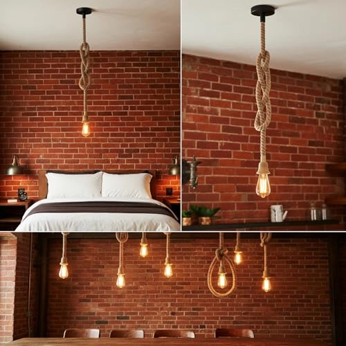 Vintage Hemp Rope Chandelier - 1 Light E27
