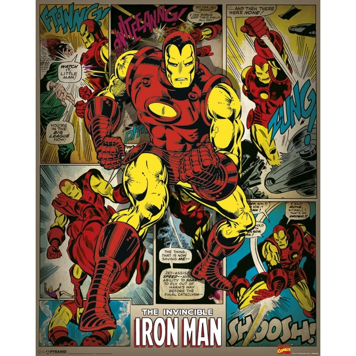 PYRAMID POSTERS Marvel Iron Man Retro Mini Poster - high quality gsm paper 40 x 50 CM