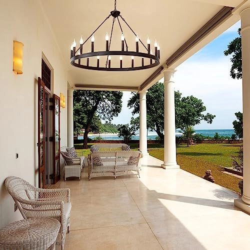 Wagon Wheel Chandelier - Dimmable