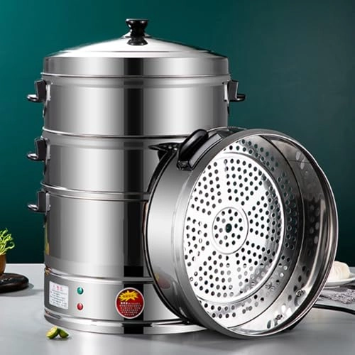 Electric Food Steamer - 3 Tier Stainless Steel 40/47/52CM